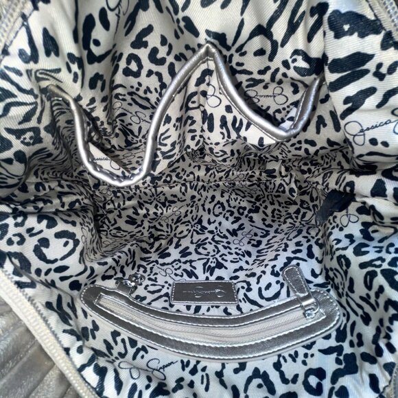 Jessica Simpson Women’s Platinum Metallic Pleated Chain-Strap Becca Handbag - Picture 9 of 16